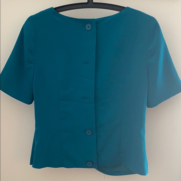 Anthropologie Cropped Teal Blouse - Picture 3 of 4